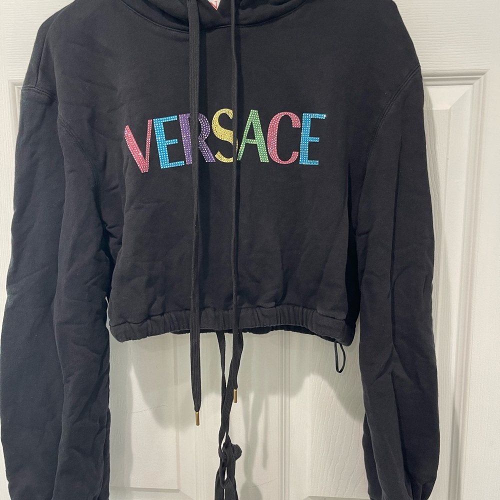 Versace Black Cropped Hoodie